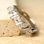 White Diamond Eternity Ring Princess Cut+Round D1.00ct,PT900